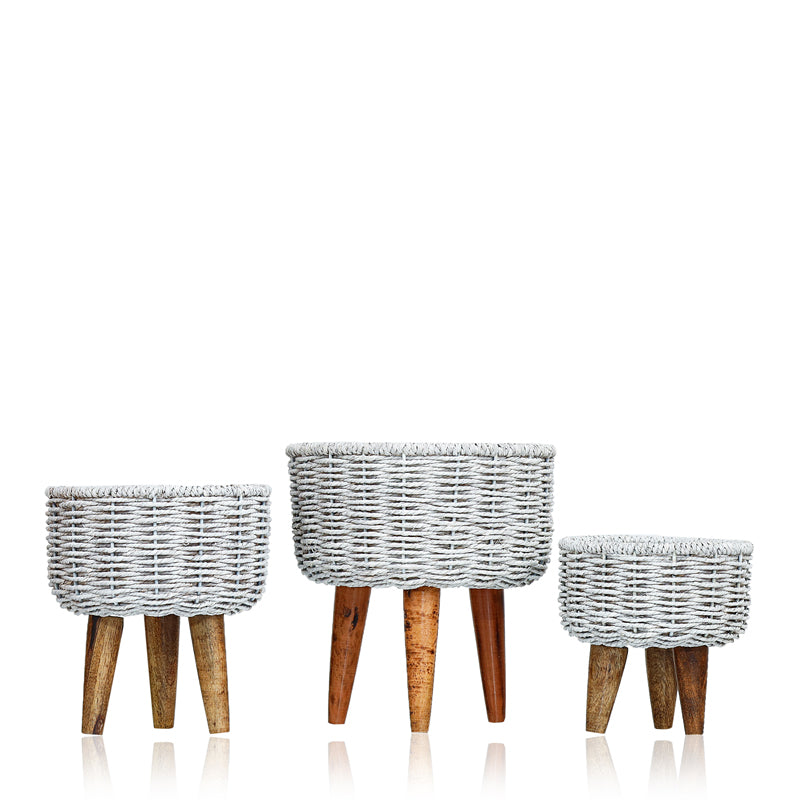 Buy Heartha Jute Planter (Grey) - Set Of Three Pots & Planters from Vaaree