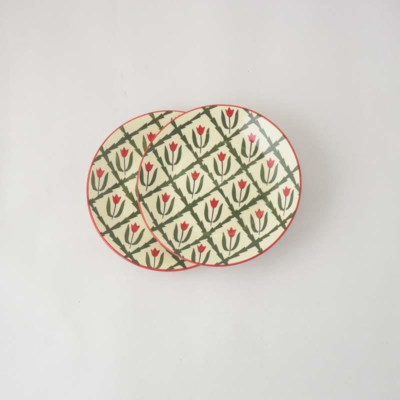 Buy Dianthus Ceramic Quarter Plates - Set Of Two Quarter Plate from Vaaree