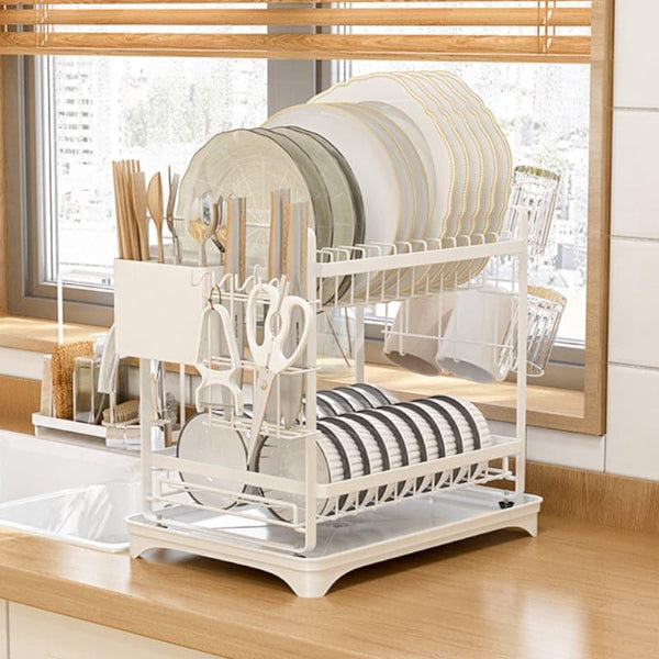 Buy Plate Parade Double Dish Rack - White Racks from Vaaree