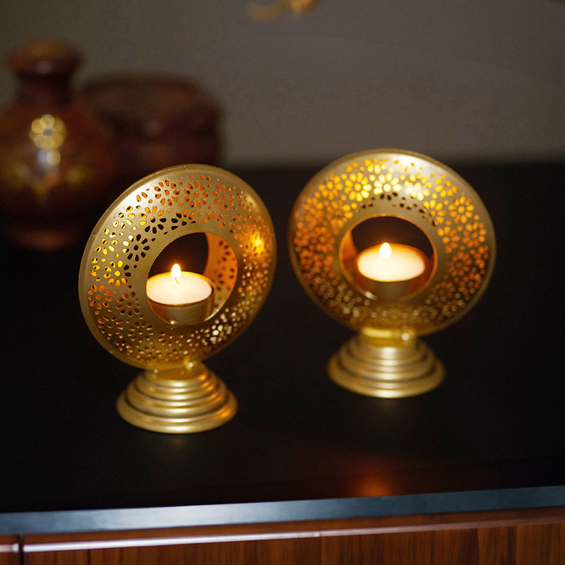 Buy Surya Tealight Candle Holder (Black) - Set of Two Tea Light Candle Holders from Vaaree