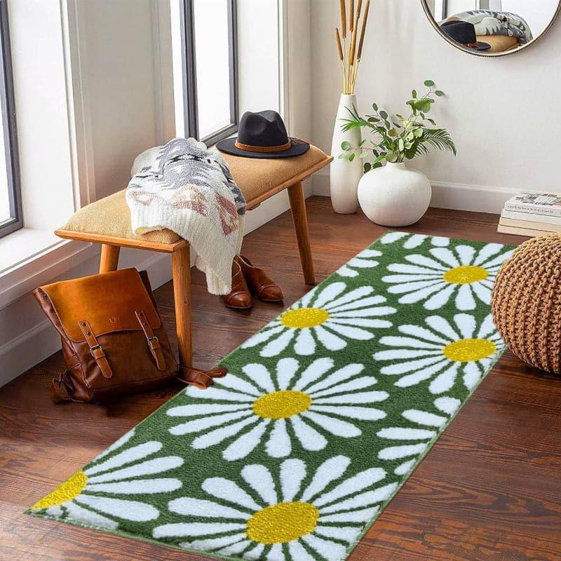 Buy Daisy Dawn Runner Rug - Green Runner Rug from Vaaree