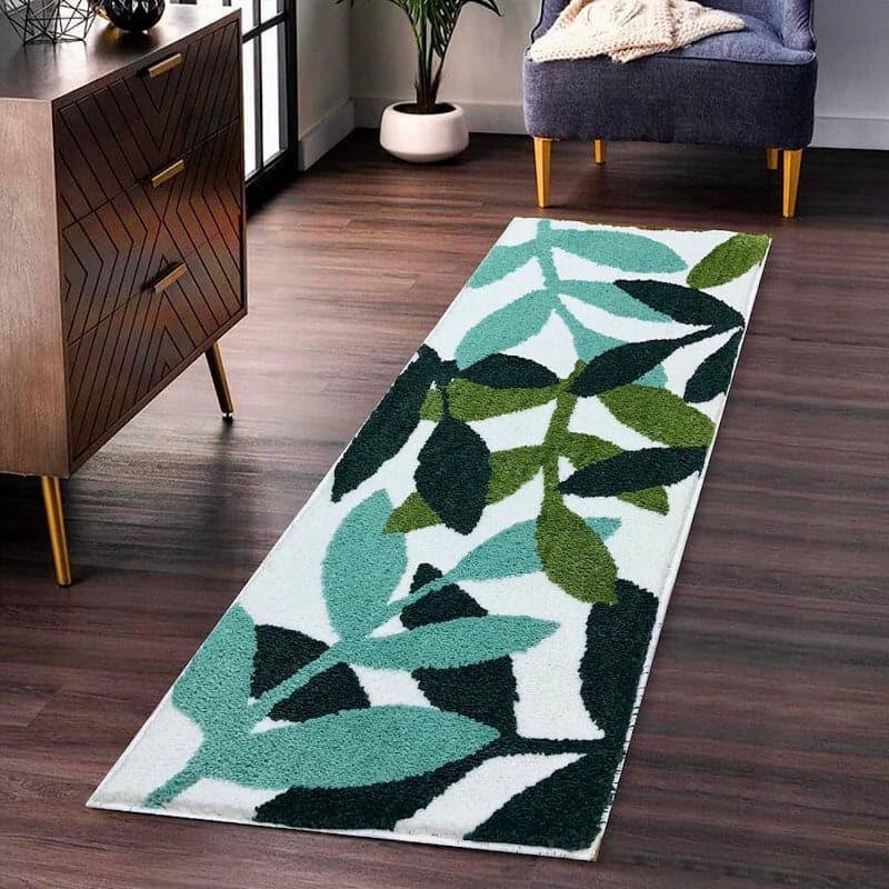 Buy Soft Pure Comfort Runner Rug - White & Green Runner Rug from Vaaree