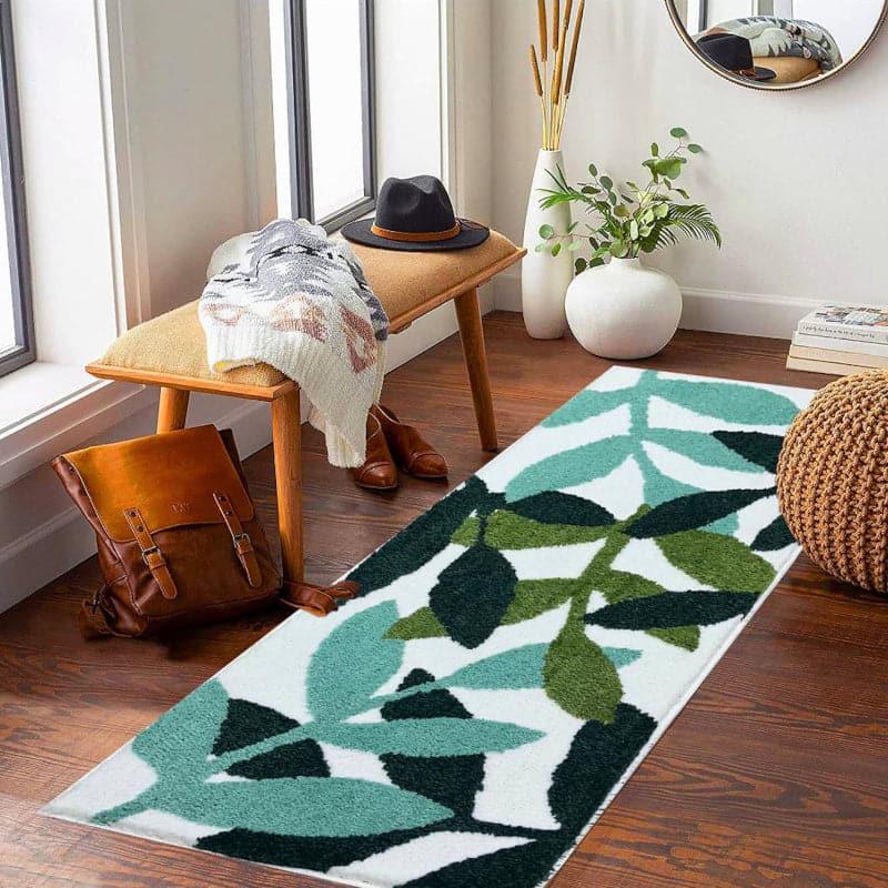 Buy Soft Pure Comfort Runner Rug - White & Green Runner Rug from Vaaree