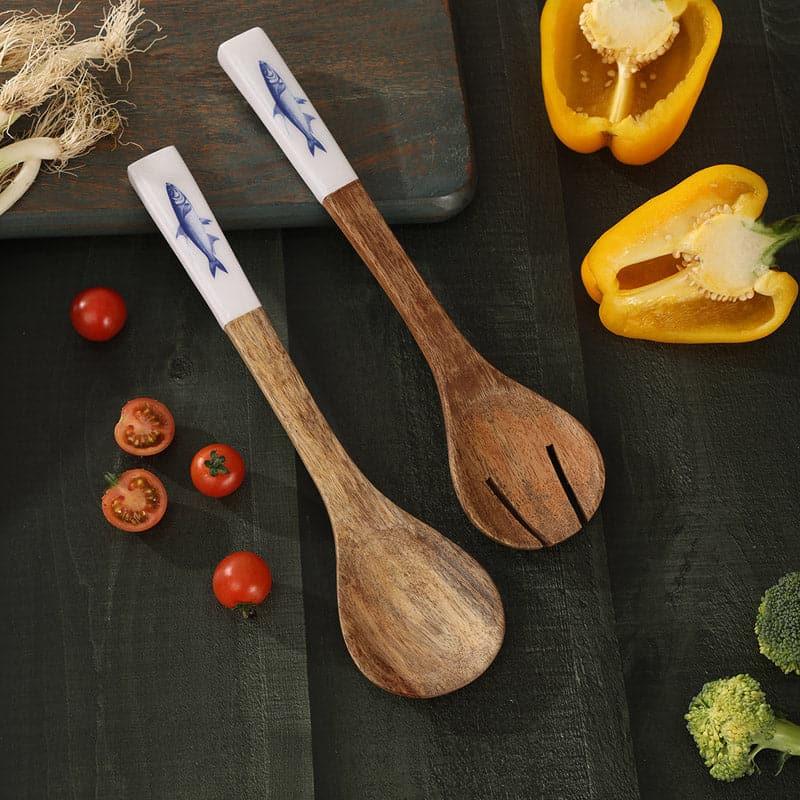 Buy Mixumum Wooden Salad Spoon - Set Of Two Salad Spoon from Vaaree