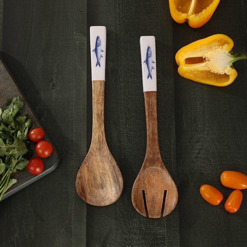 Buy Mixumum Wooden Salad Spoon - Set Of Two Salad Spoon from Vaaree