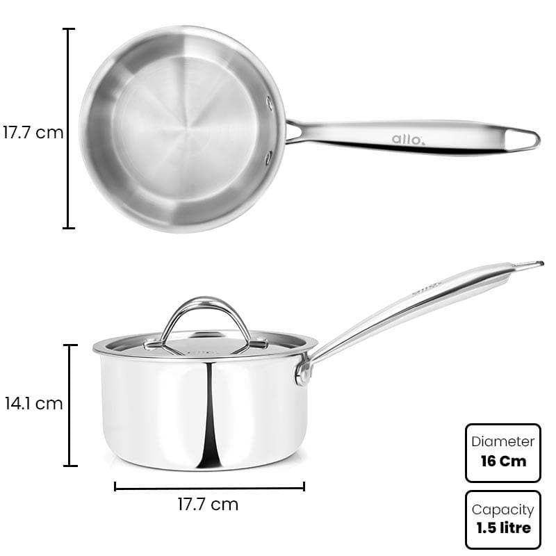 Saucepan - Allo Innoware Induction Safe Saucepan With Lid - 1500 ml/6 Inches