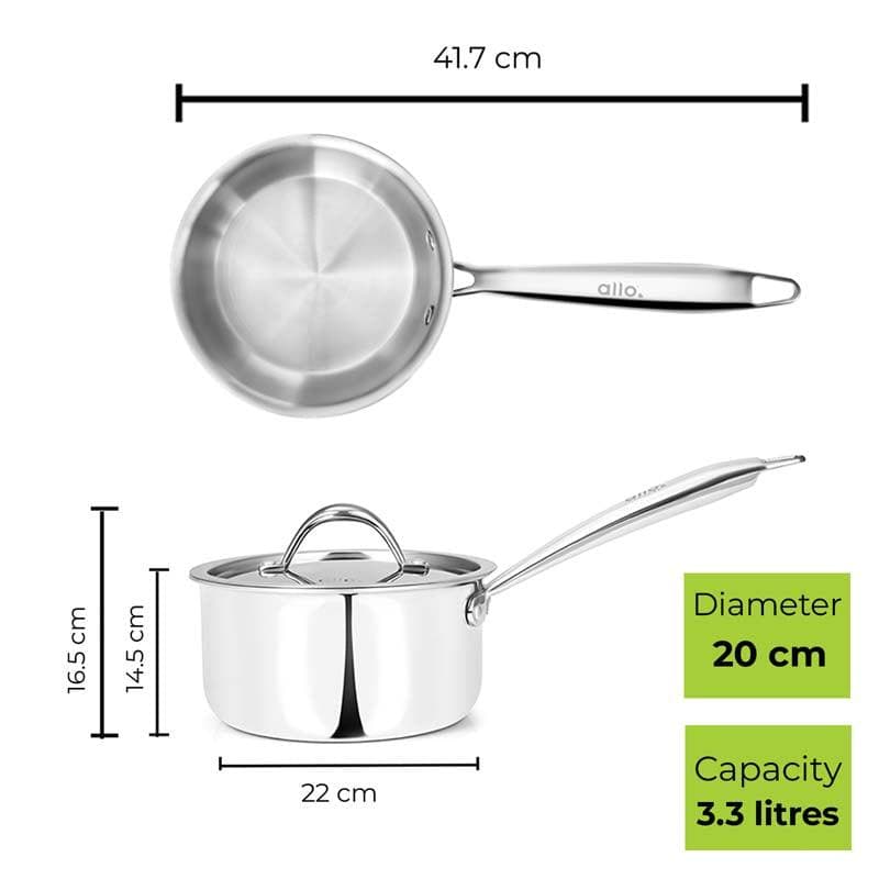 Saucepan - Allo Innoware Induction Safe Saucepan With Lid - 3300 ml/8 Inches