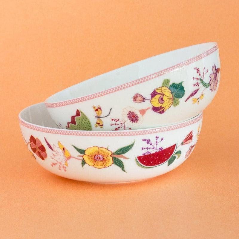 Buy Garden Of Eden Fine China Ceramic Curry Bowl - Set Of Two Serving Bowl from Vaaree