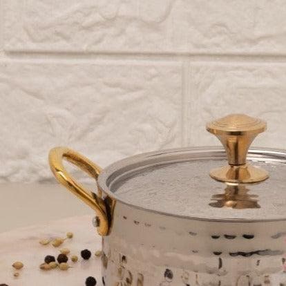 Buy Serving Bowl - Vintage Charm Hammered Round Serving Pot With Lid - 750 ML at Vaaree online