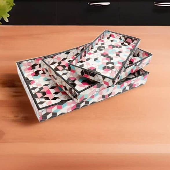 Serving Tray - Abstract Appeal Tray - Set Of Three