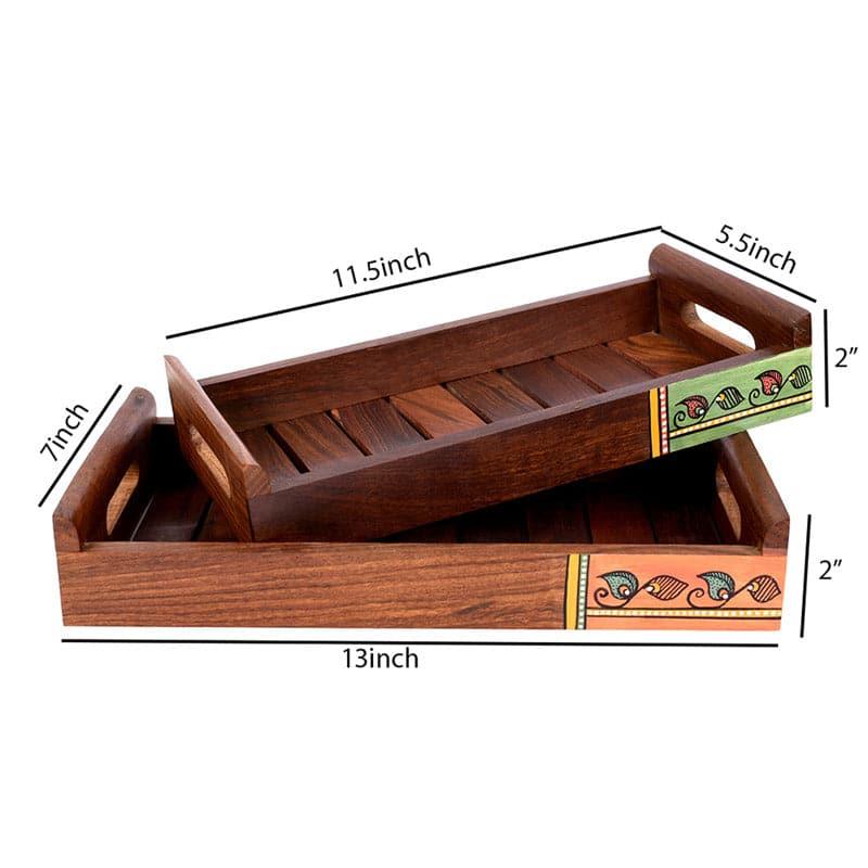 Buy Aena Wooden Tray - Set Of Two Serving Tray from Vaaree