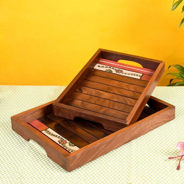 Serving Tray - Aviya Wooden Tray - Set Of Two