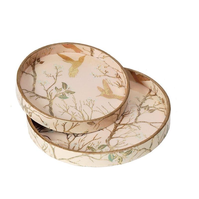 Buy Bird Chatter Round Serving Tray (Beige) - Set Of Two Serving Tray from Vaaree