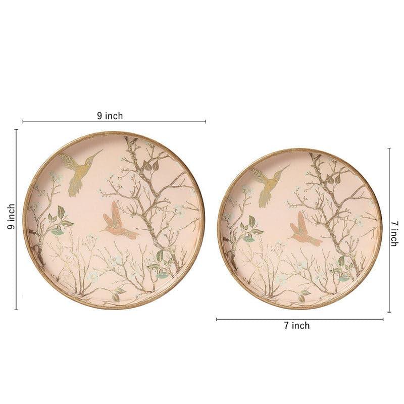 Buy Bird Chatter Round Serving Tray (Beige) - Set Of Two Serving Tray from Vaaree