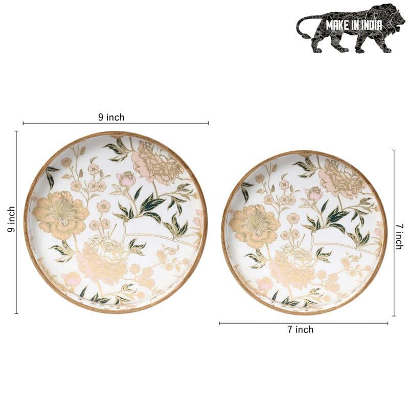 Serving Tray - Bluda Floral Round Serving Tray - Set Of Two