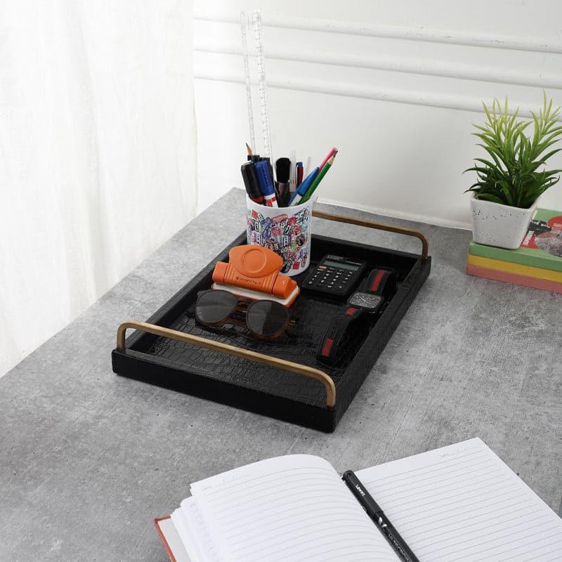 Buy Chiva Faux Leather Tray Serving Tray from Vaaree