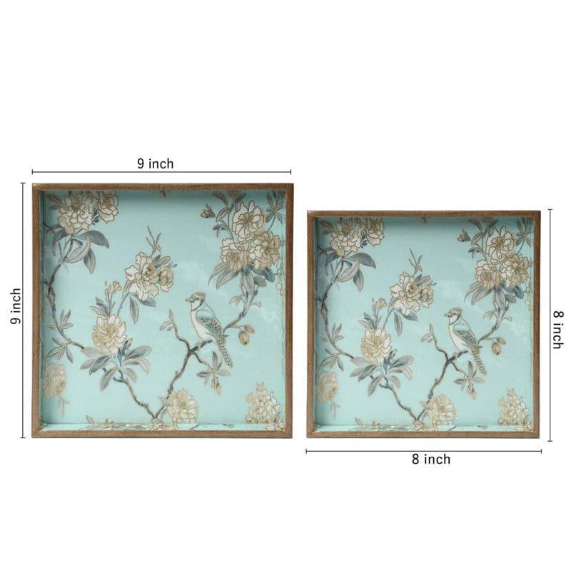 Buy Chroma Floral Serving Tray - Set Of Two Serving Tray from Vaaree