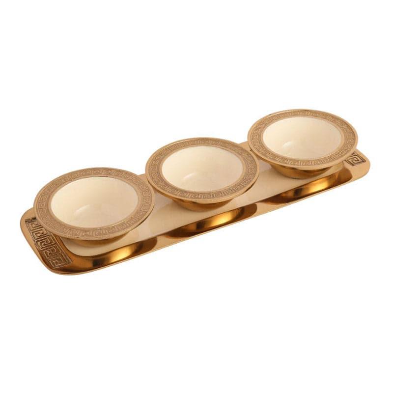 Buy Coline Bowl With Tray (Gold) - Set Of Four Serving Tray from Vaaree