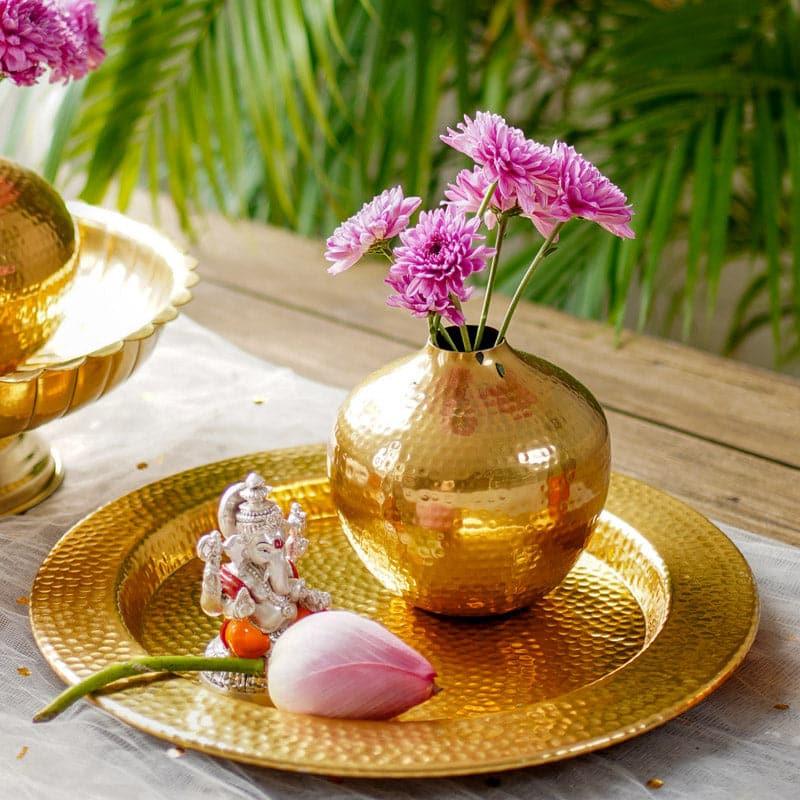 Buy Dunery Hammered Tray - Gold Serving Tray from Vaaree