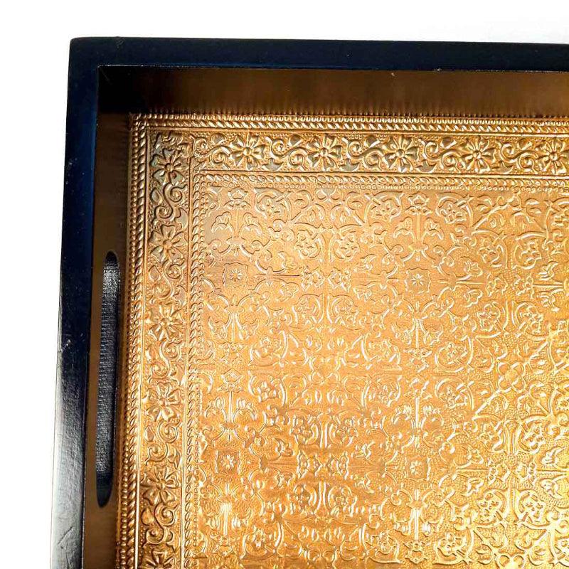 Serving Tray - Duvara Brass Tray With Drawers