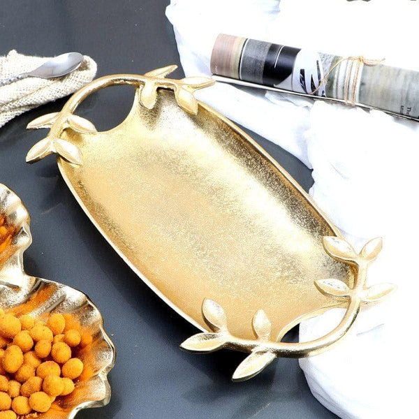 Buy Serving Tray - Gold Foliage Platter at Vaaree online