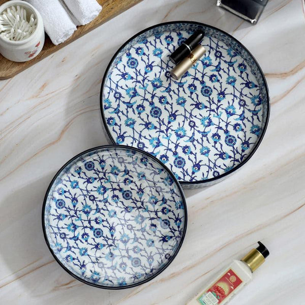 Serving Tray - Indigo Spread Round Serving Tray - Set Of Two