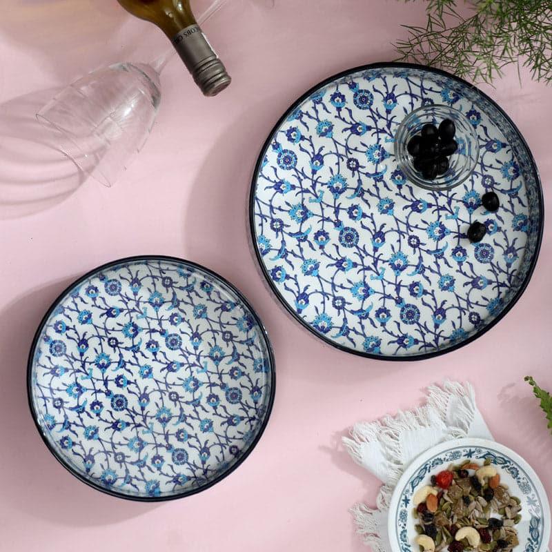 Buy Indigo Spread Round Serving Tray - Set Of Two Serving Tray from Vaaree