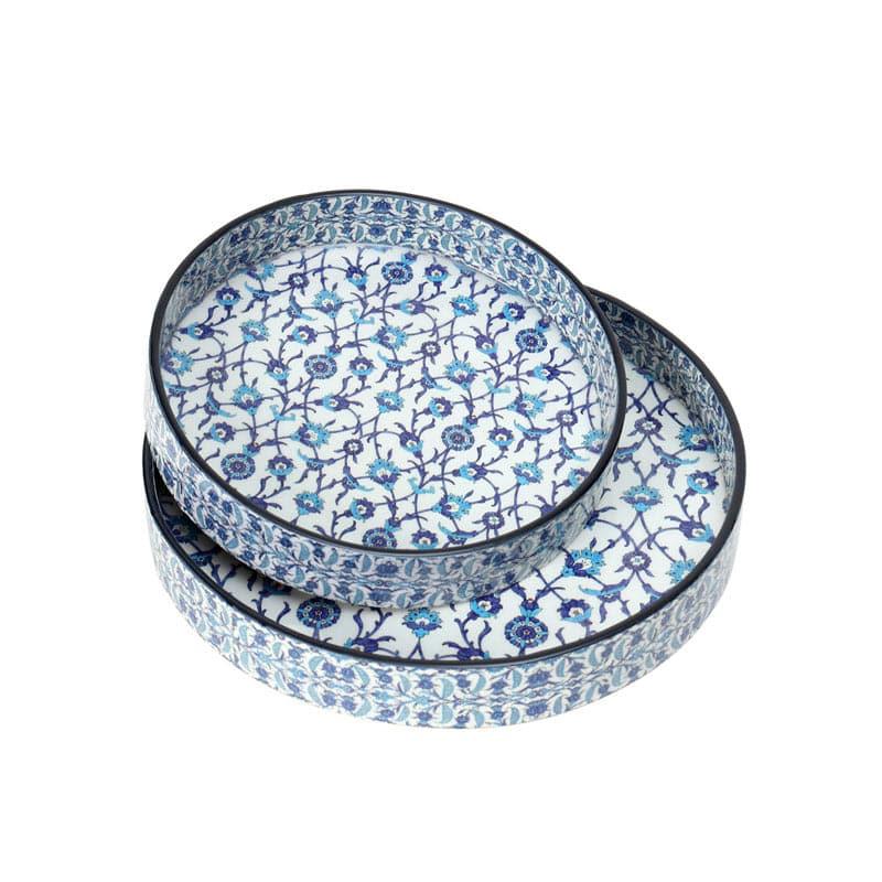 Buy Indigo Spread Round Serving Tray - Set Of Two Serving Tray from Vaaree