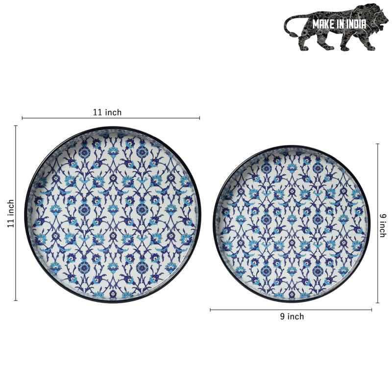 Buy Indigo Spread Round Serving Tray - Set Of Two Serving Tray from Vaaree