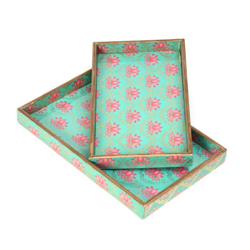 Buy Kamla Kanthara Ethnic Tray (Green) - Set Of Two Serving Tray from Vaaree