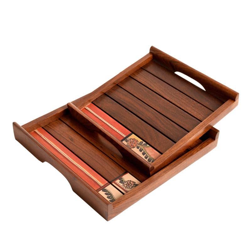 Buy Kuvalla Wooden Tray - Set Of Two Serving Tray from Vaaree