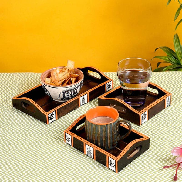 Serving Tray - Madhi Wooden Tray - Set Of Three