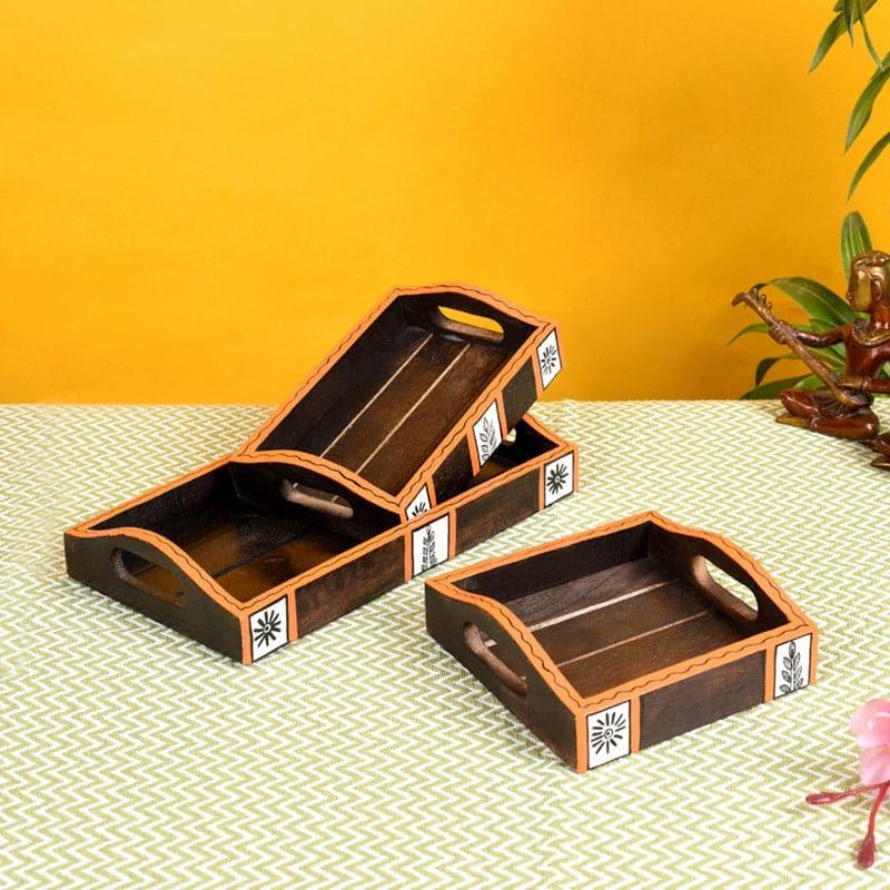 Serving Tray - Madhi Wooden Tray - Set Of Three