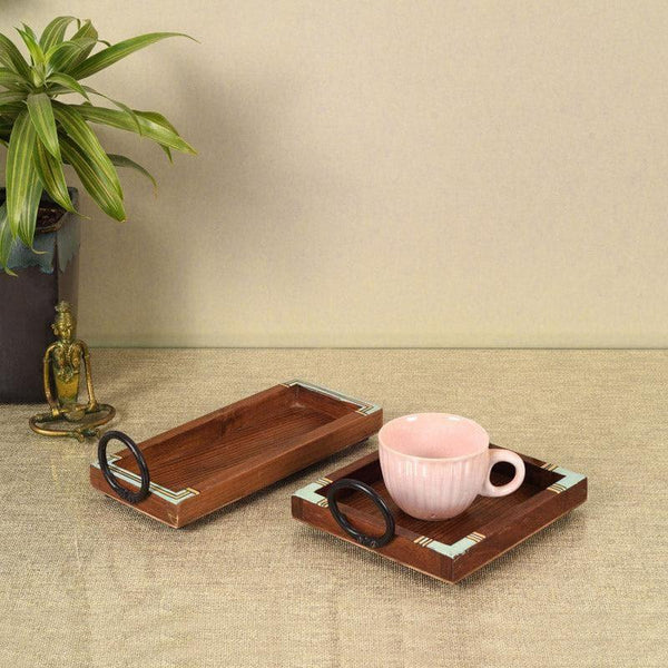 Serving Tray - Marika Wooden Tray - Set Of Two