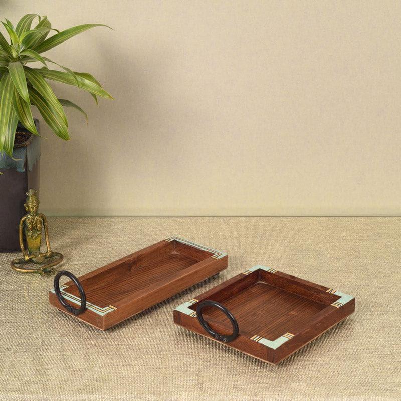 Serving Tray - Marika Wooden Tray - Set Of Two