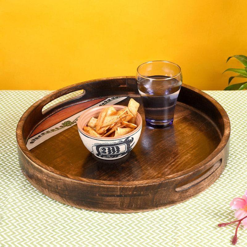 Buy Round Mango Wood Tray Serving Tray from Vaaree