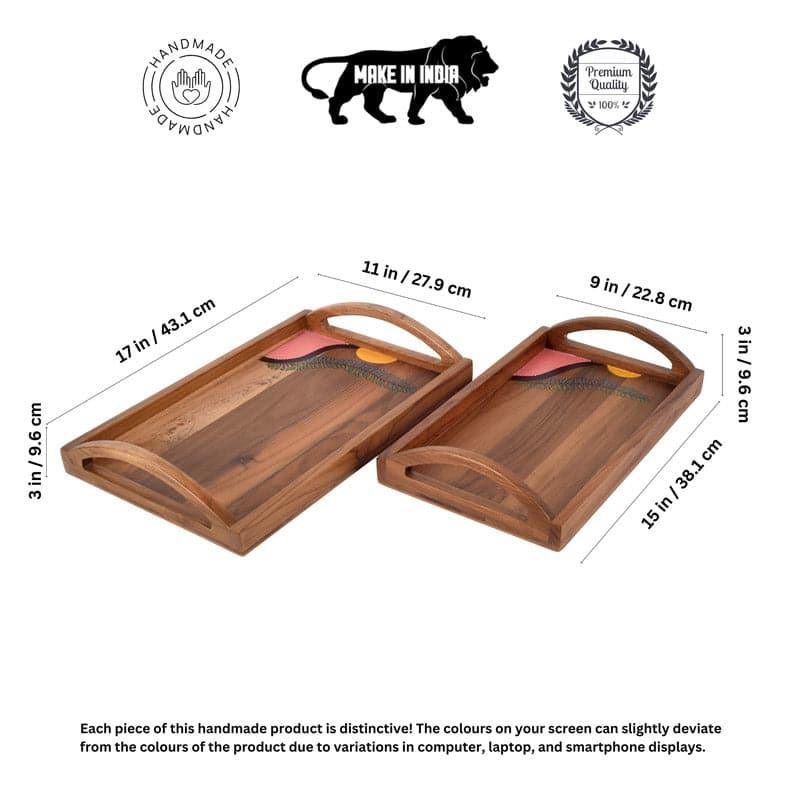 Buy Salini Wooden Tray - Set Of Two Serving Tray from Vaaree