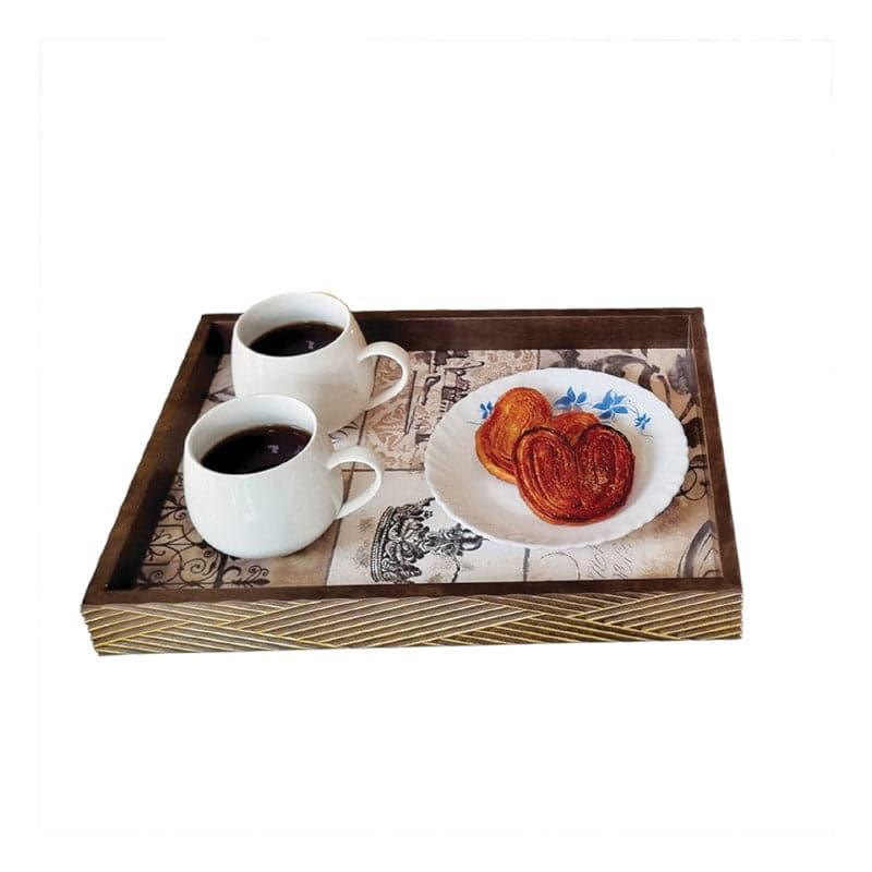 Serving Tray - Stripe Stride Wooden Tray - Brown