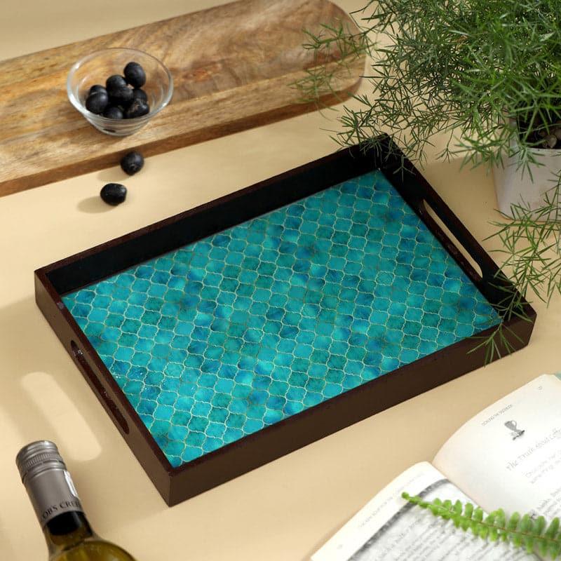 Buy Teal Drip Serving Tray Serving Tray from Vaaree