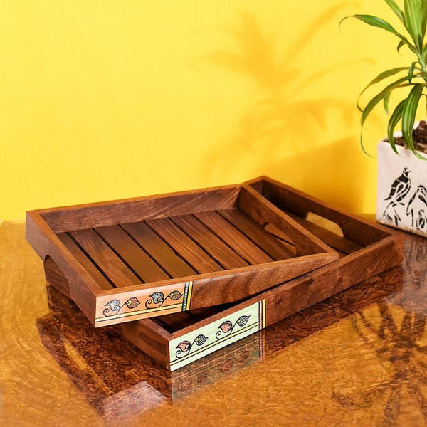 Serving Tray - Veeyan Wooden Tray - Set Of Two