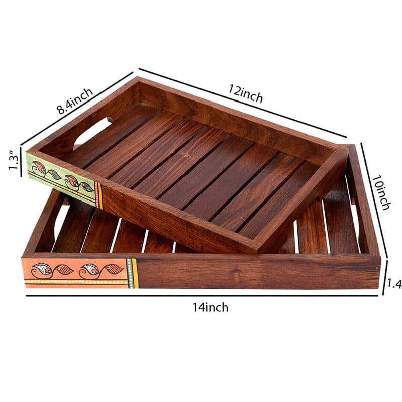 Buy Veeyan Wooden Tray - Set Of Two Serving Tray from Vaaree