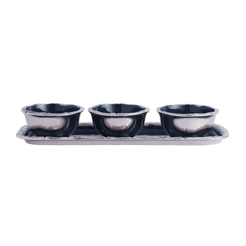 Buy Vess Bowl With Tray (Silver) - Set Of Four Serving Tray from Vaaree