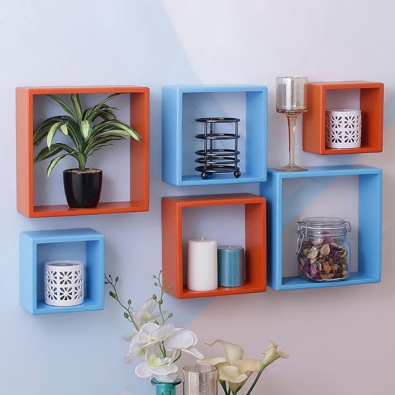 Buy Aura Cube Wall Shelf - Blue & Orange - Set Of Six Online in India ...