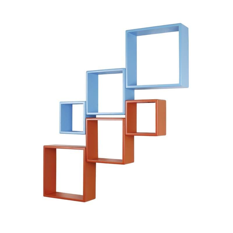 Shelves - Aura Cube Wall Shelf - Blue & Orange - Set Of Six