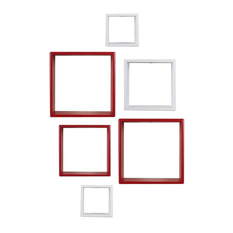 Buy Aura Cube Wall Shelf - Red & White - Set Of Six Shelves from Vaaree