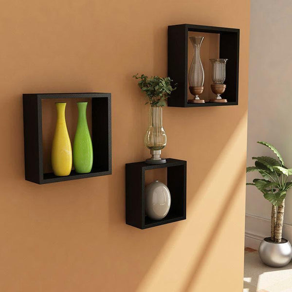 Shelves - Aura Wall Shelf - Black - Set Of Three