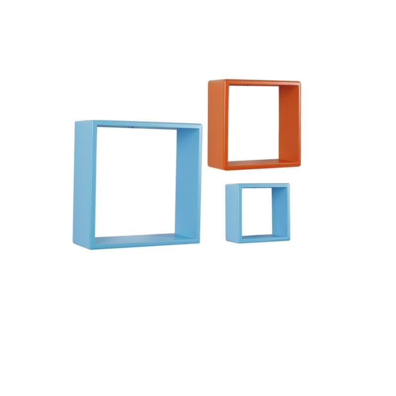 Shelves - Aura Wall Shelf - Blue & Orange - Set Of Three