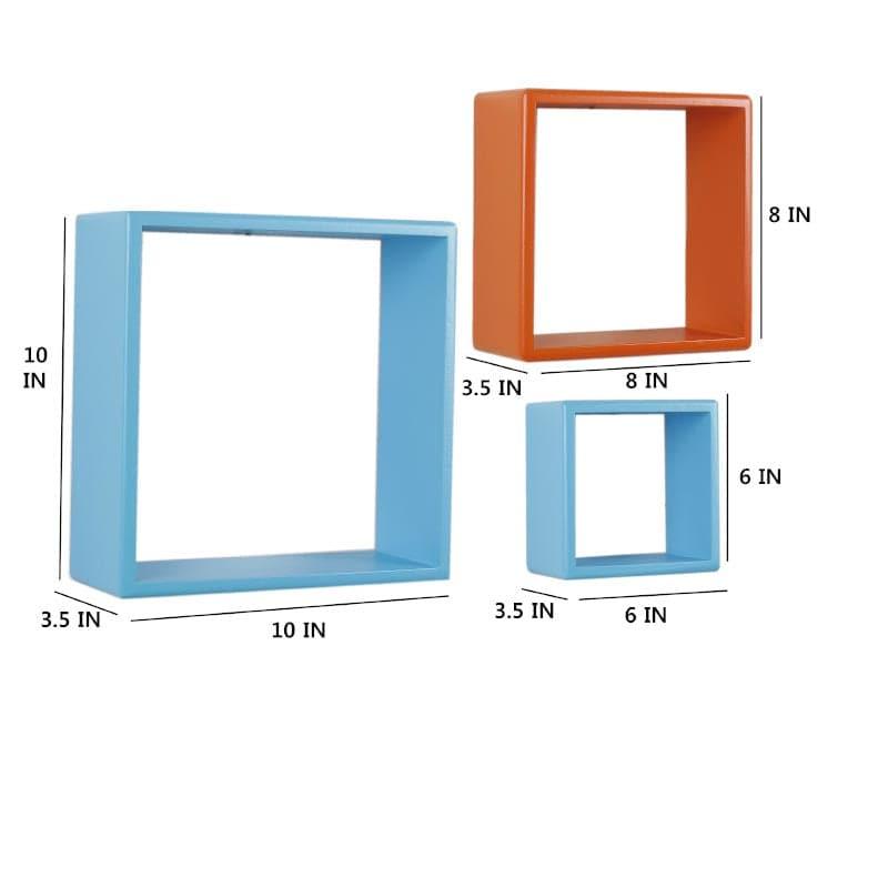 Shelves - Aura Wall Shelf - Blue & Orange - Set Of Three