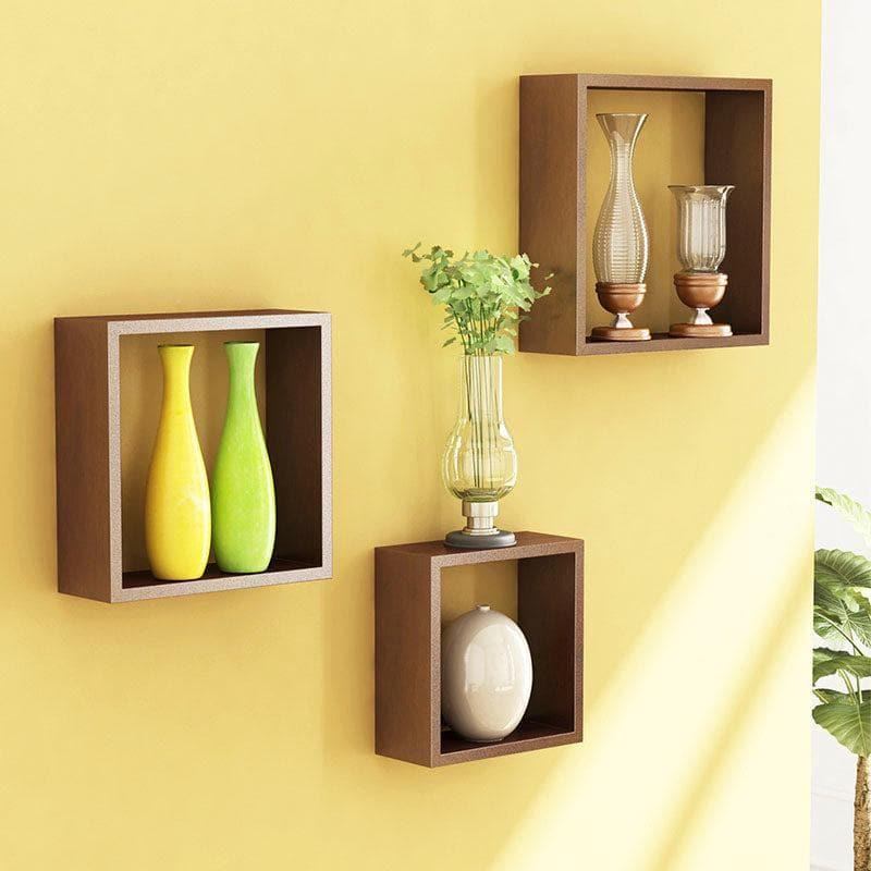 Shelves - Aura Wall Shelf - Brown - Set Of Three