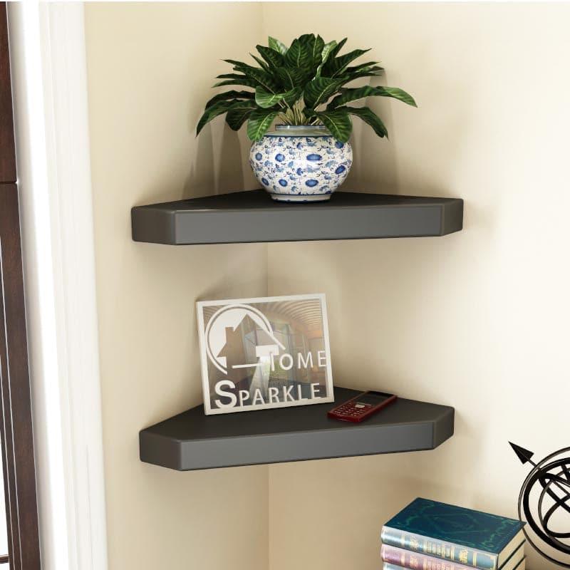 Buy Berk Corner Floating Wall Shelf (Black) - Set Of Two Shelves from Vaaree